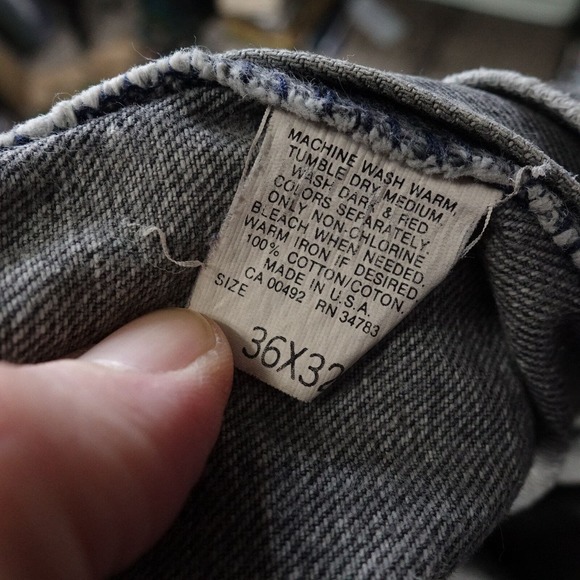 VINTAGE LEE USA MADE CHARCOAL WASH GREY DENIM BLUE JEANS 36X32 (33X30) - Picture 16 of 16